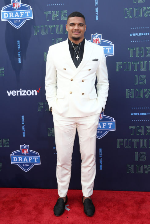 Minkah Fitzpatrick being photographed at the NFL Draft