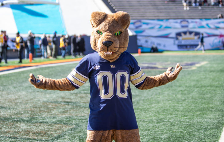EL PASO, TX – DECEMBER 31. Pitt Panther's mascot at the Sanford v Pitt, Hyundai Sun Bowl in El Paso, Texas – 31 Dec 2018